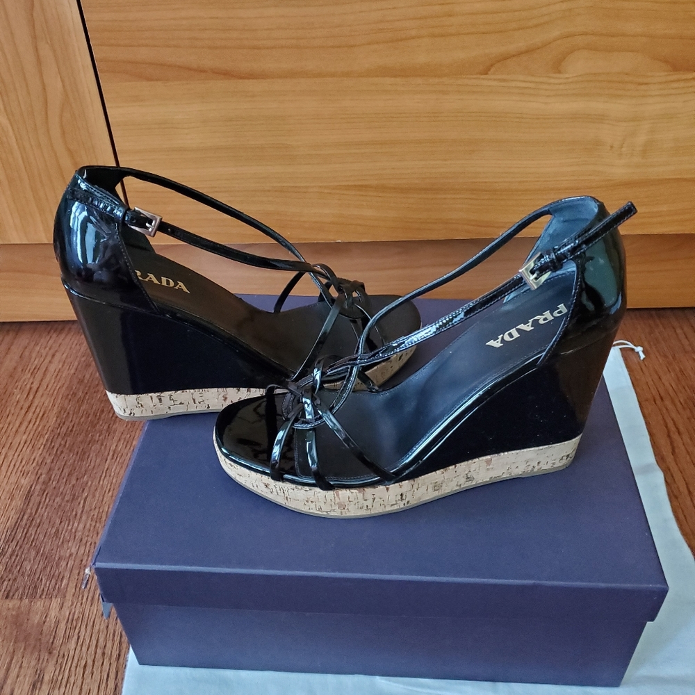 Authentic Prada Wedge Cork Sandal  38 or 8